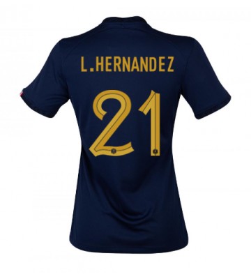 Frankrike Lucas Hernandez #21 Hjemmedrakt Kvinner VM 2022 Kortermet